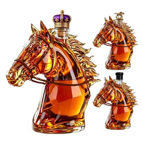 Yousheng Horse Head Whiskey Decanter, Funny Glass Liquor Bottle, 350ml Whiskey Wine Spirits Decanter, Novelty Bar Decor Gift for Men Dad Horse Lovers