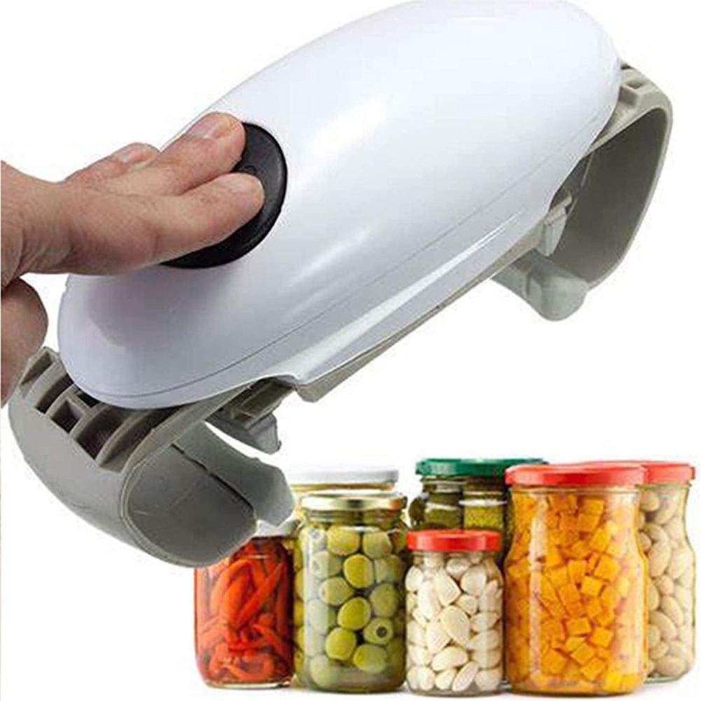 Household Automatic Jar Opener One-Button Automatic Bottle Cap Opener Handheld Jar Can Tin Opener Restaurant Kitchen Bar Tools