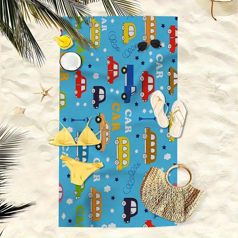 Cute Car Pattern Beach Towel High Water Absorption Quick Drying Soft and Lightweight Perfect for Yoga Swimming and Camping