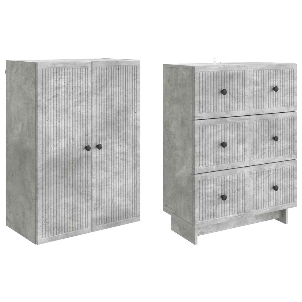 Cabinet Set 2 pcs Concrete Grey 66 x 34.5 x 90 cm Engineered Wood