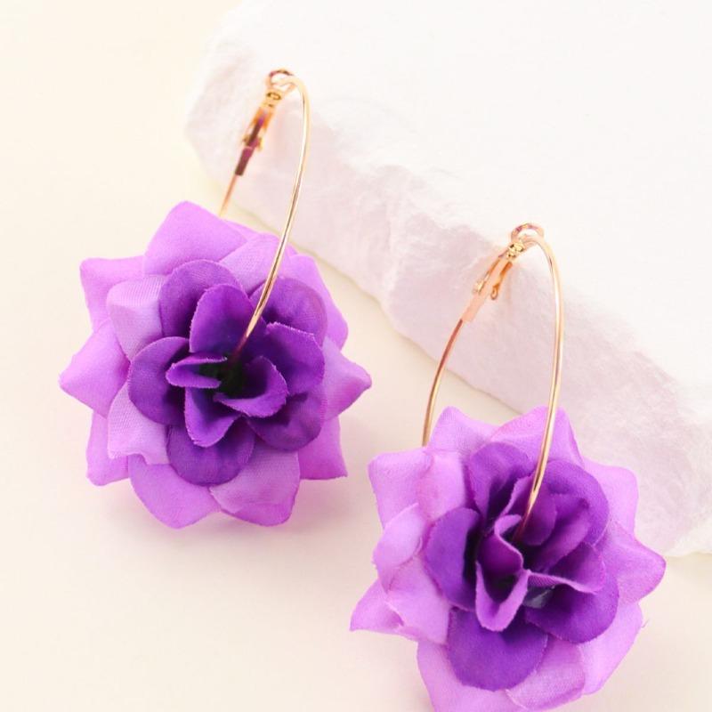 

Temperamental Simple Large Earrings Fashionable Personality Purple Flower Earrings фіолетовий