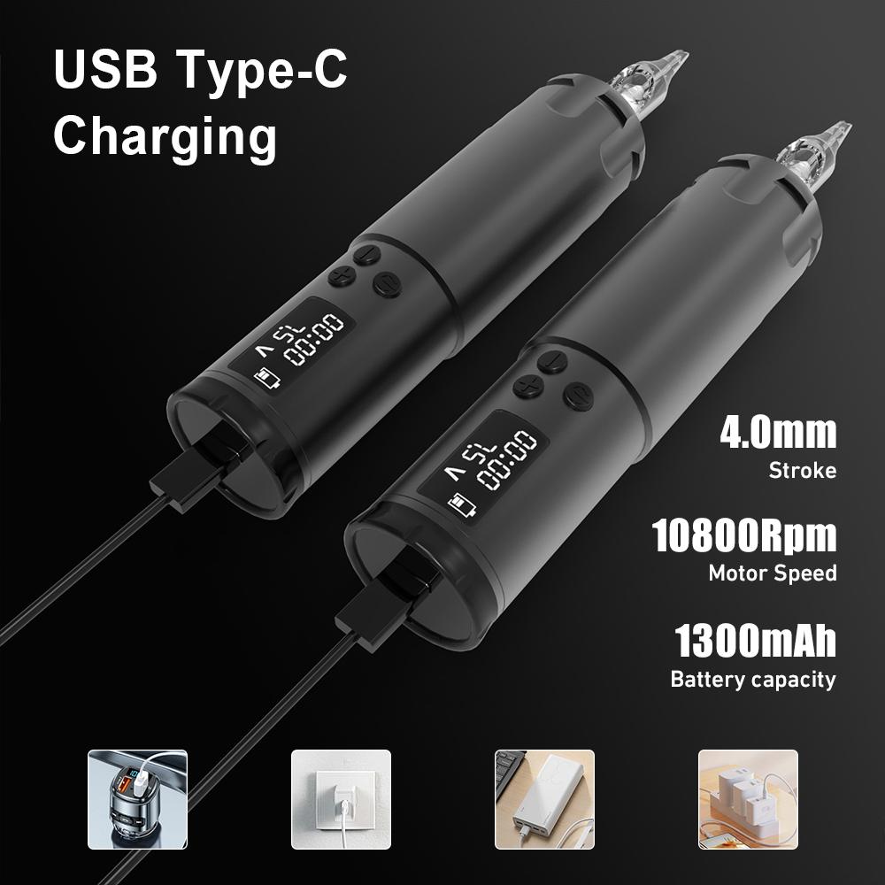 Complete Rotary Wireless Tattoo Machine Kit With 20PCS MIX Sterile Tattoo Cartridge Needles Tattoo Gun Set for Tattoo Artist