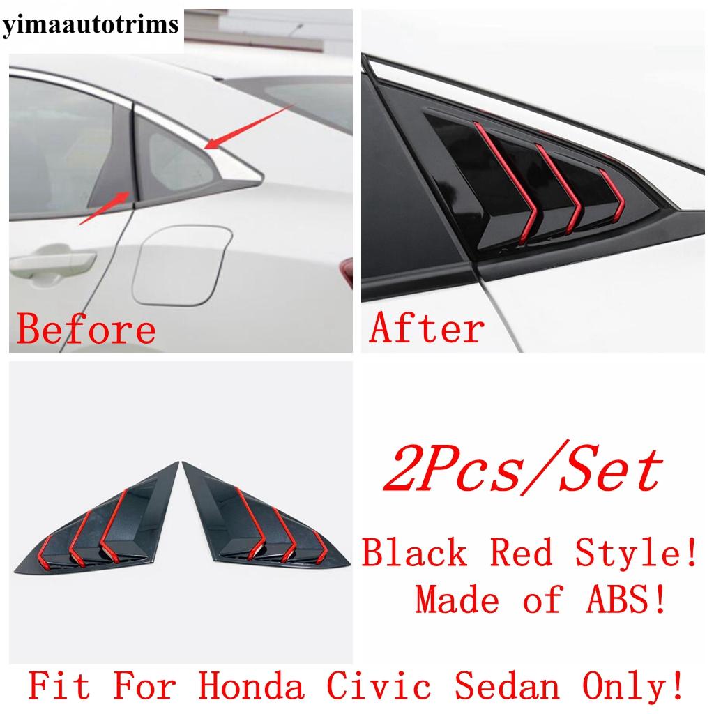 Rear Side Window Louvers Shutters Sunshade Air Panel Cover Trim For Honda Civic 2016 - ABS Carbon Fiber / Black Accessories