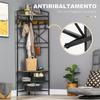 Corner Floor Coat Rack with Bench and Shoe Rack In Industrial Style, 50x50x183cm, Brown