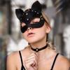 Nightclub Glamour Queen Leather Bondage Mask Belt Seal Handcuff Set