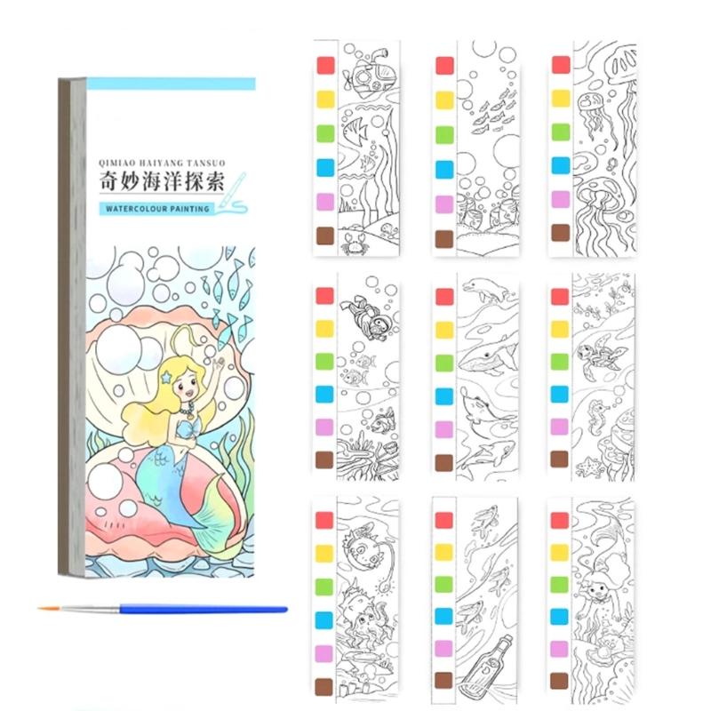 Kids Watercolor Art Sketching Book with Built in Paint and Art Brush For Childrens Beginner Artists Travel Drawing