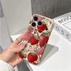 Antique Botanical Strawberry Floral Sketch Print Graphic Art Film Aesthetic Protective Shockproof Bumper Phone Case For iPhone 14 15 16 Pro Max Plus