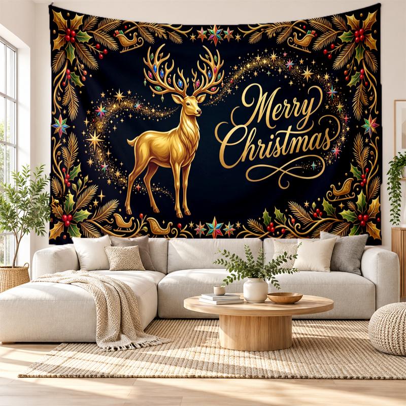 Christmas Printed Tapestry Wall Hanging For Bedroom Living Room Wall Decor Holiday Gift