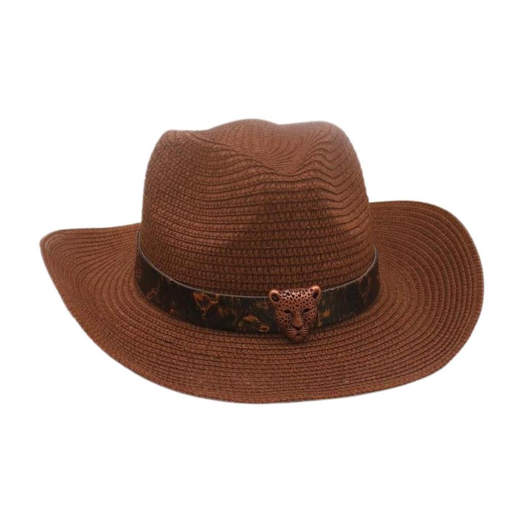 Premium Ethnic Style Woven Straw Hat Women'S Beach Beach Travel Straw Hat Western Cowboy Hat