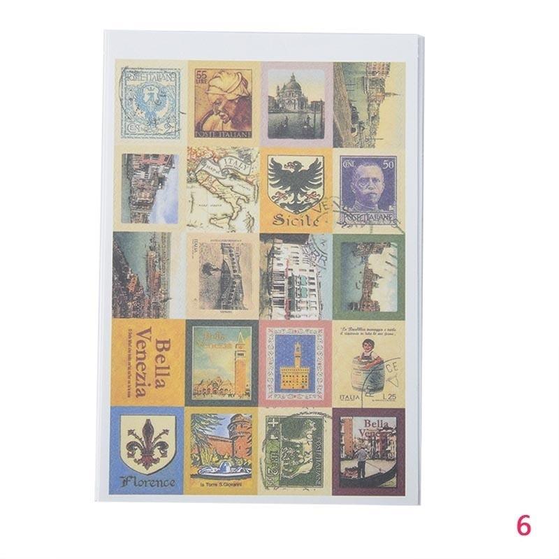 4 Sheets/80pcs DIY Vintage Retro Paper Sticker London Italy Doris Alice Prince Stamp