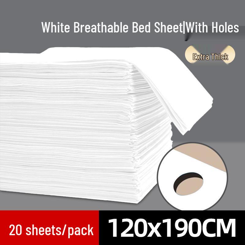 Waterproof Oilproof Disposable Bed Sheets with Hole - Non-Woven, Breathable, 100-Pack