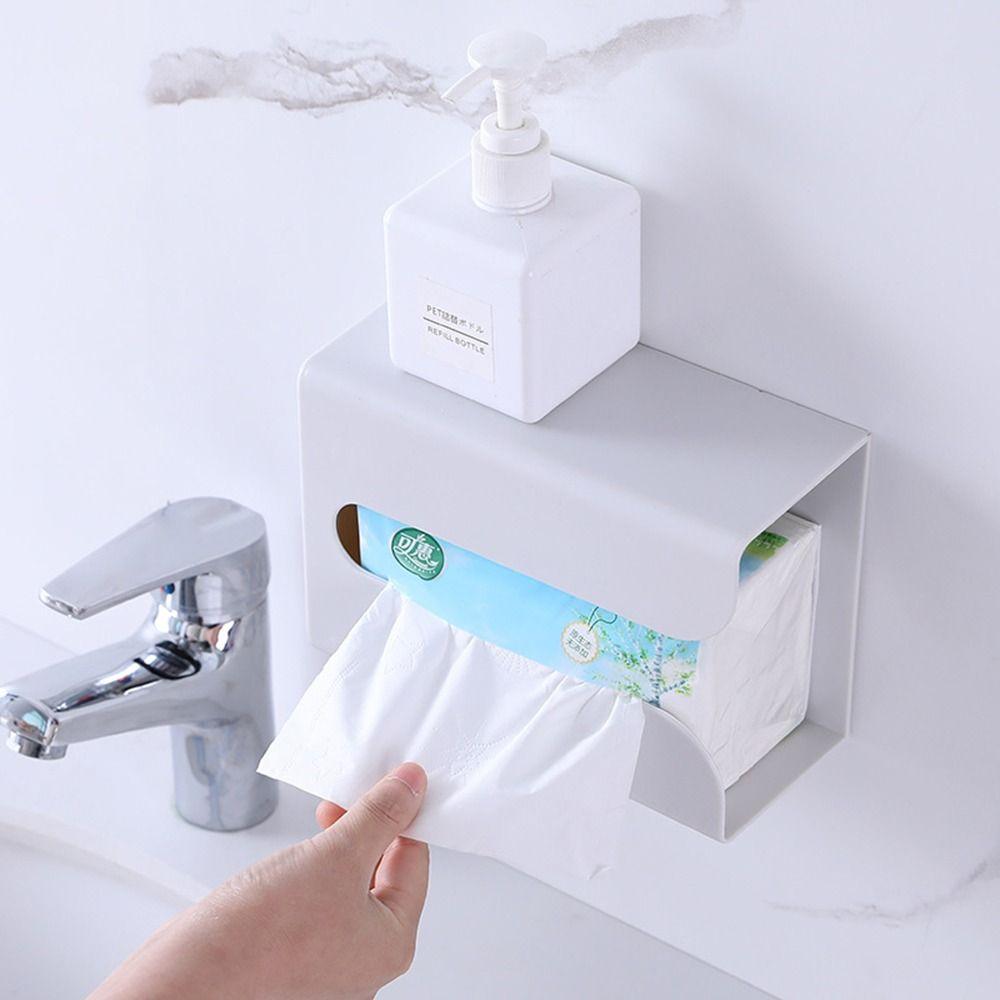 Wall Mounted Toilet Paper Holder Self-Adhesive Paper Shelf Home Supplies Tissue Box  Kitchen