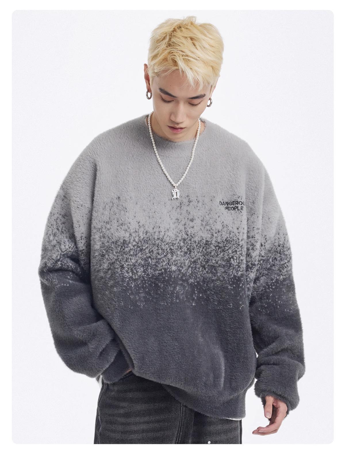 Pink Gradient Mink Fur Loose Knit Pullover - Autumn/Winter Collection Medium