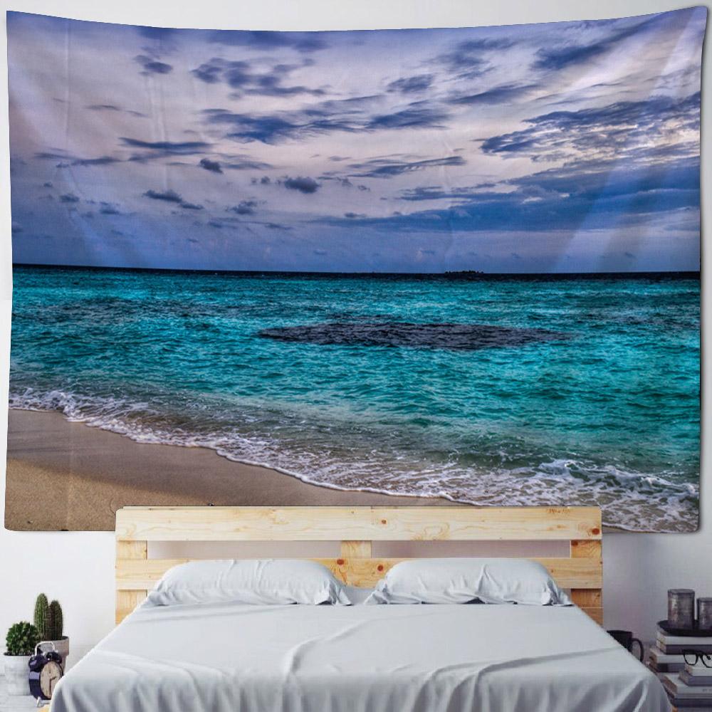 Sea View Tapestry, Bohemian Print Wall Hanging, Living Room, Bedroom Art Decoration, Beach, Sunset, Home Wall Decoration