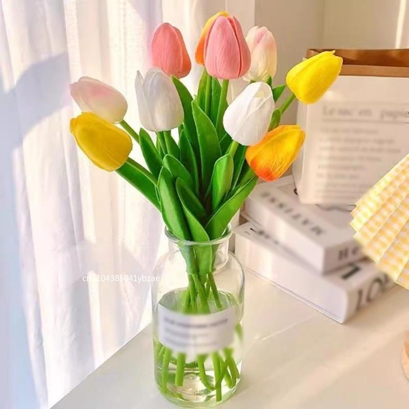 1/10/20Pcs Tulip Flowers Artificial Tulip Bouquet Foam Fake Flower for Wedding Ceremony Decor Home Garden Bouquet Decoration
