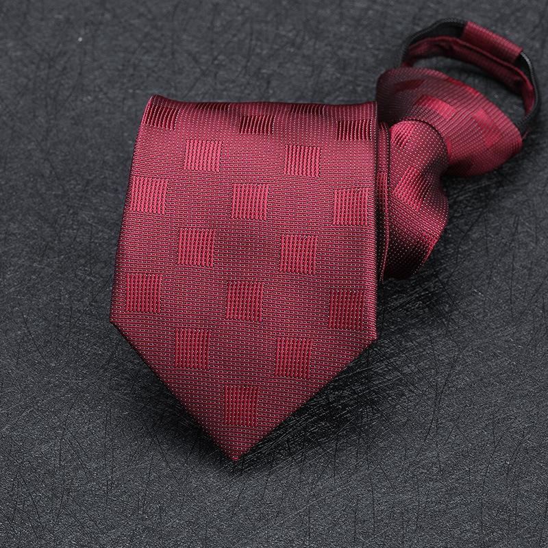 Men'S Zipper Free Dress Tie Business Red Black Professional Wedding Groom Korean Version Of A Pull Tie