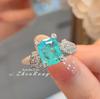 New Arrival Paraiba Tourmaline  Color Ring For Ladies Temperament Wedding Party Rings Female Daily Wear Jewelry Gifts