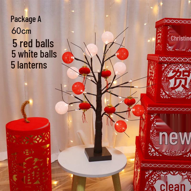 Chinese New Year Festive Decorations: Red Packet Tree & Lanterns for Home and Living Room