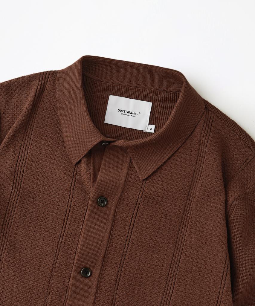 OUTSTANDING Ls Stripe Collar Knit Cardigan_Brown