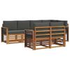 Outdoor Corner Sofa Set with Cushions 7 Pcs Natural and Anthracite