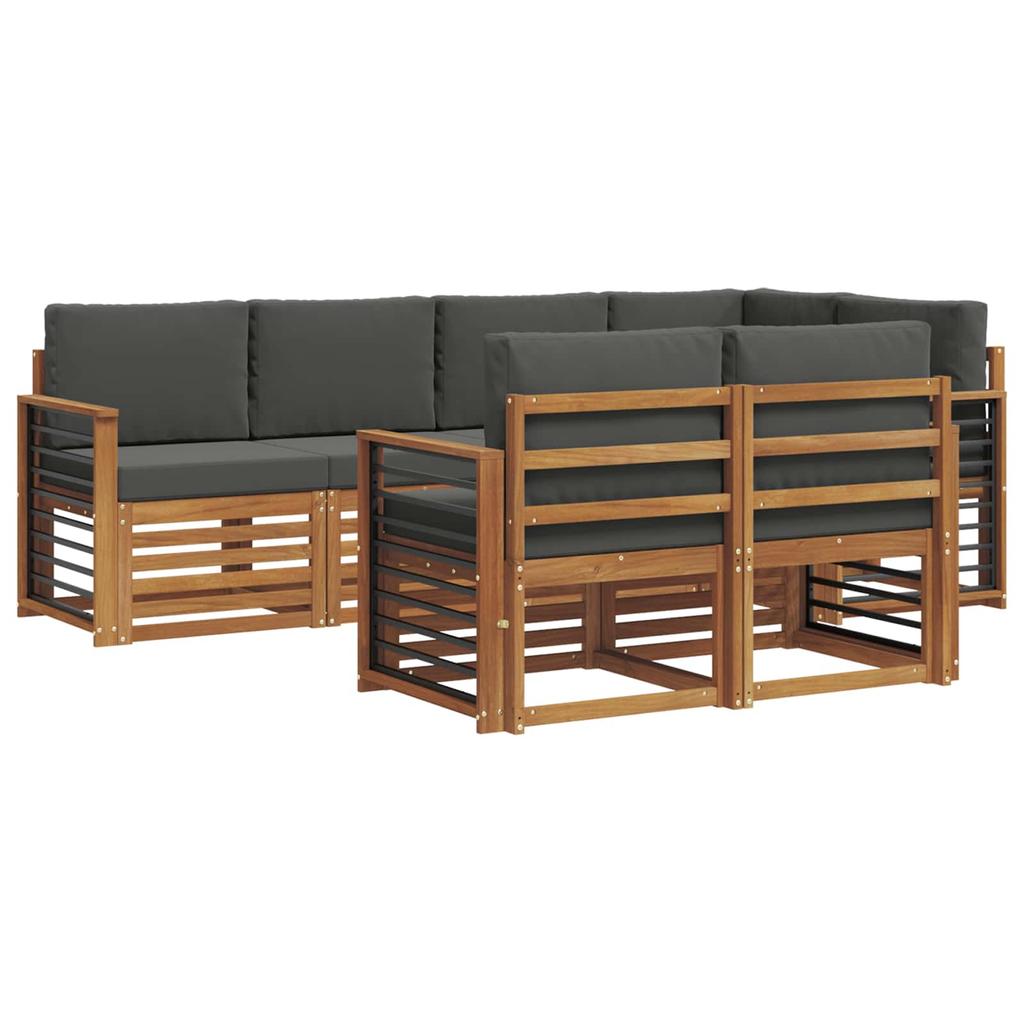 Outdoor Corner Sofa Set with Cushions 7 Pcs Natural and Anthracite
