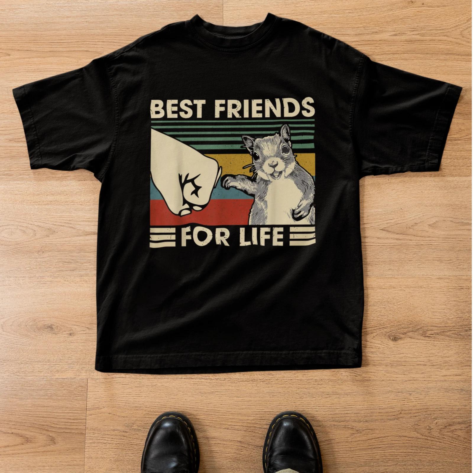 Best Friends For Life Squirrel Fist Bump Vintage Funny Animal T-Shirt XXXXL