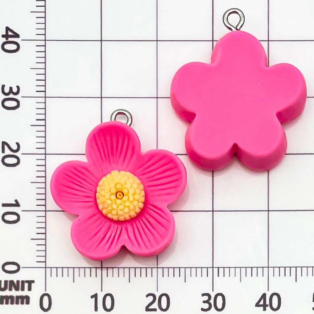 30-Piece Set: Pink Resin Sunflower & Rose Flower Pendants for DIY Jewelry