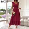 Fashion Summer Spring Short Sleeve V-Neck Casual Dresses