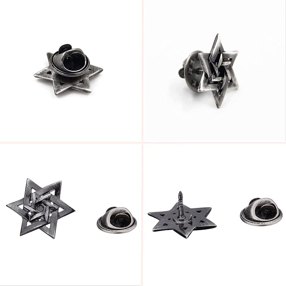 WOWTAC Two Hexagram Pin Badges for Men, Pin Badge Brooch, Simple Badge, Lapel Pin, Tuck Pin, Pin Badge, Butterfly Clutch