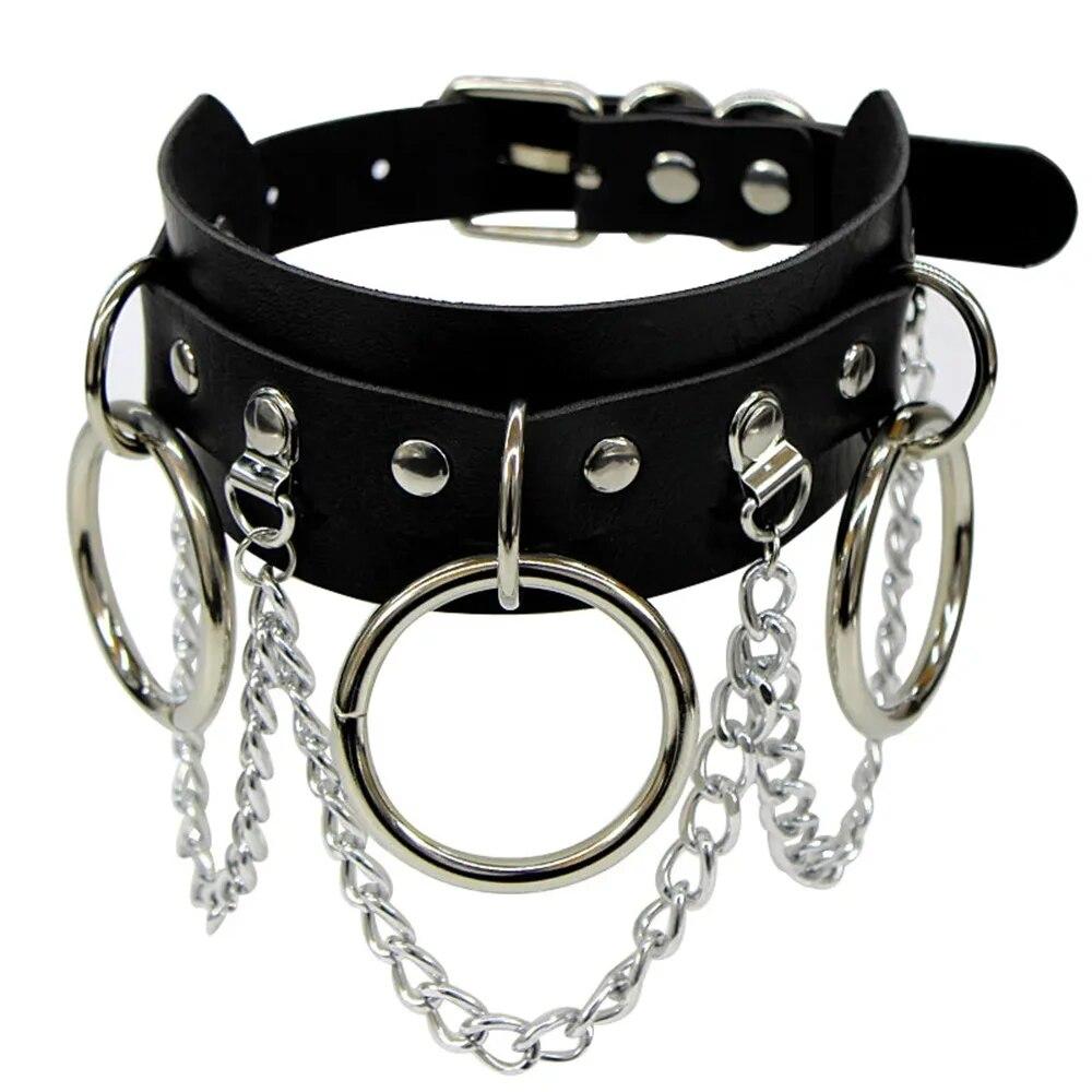 New Sexy Harajuku PU Leather Chain Heart Pendant Necklaces Women Men Punk Neck Gothic Black Pink Choker Necklace Cool Collar