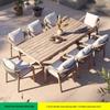 Teak Rattan Outdoor Dining Set: Waterproof Table & Chairs for Terrace or Garden