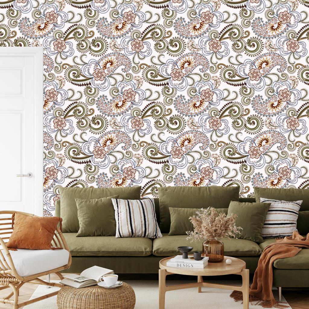 Wallpaper Colorful Paisley Pattern for Living Room and Bedroom 50x1000