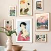 Nordic Japan Ukiyo Sumo Geisha Fuji Edo Period Wall Art, Canvas Painting, Posters and Prints, Pictures for Living Room Decor