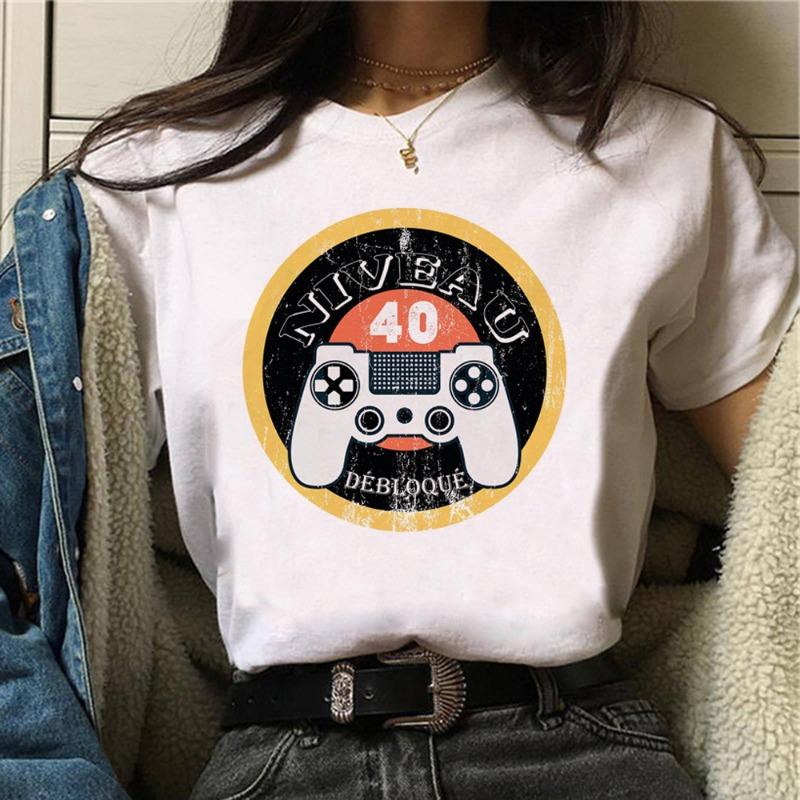 40th Birthday Manga Printed T-shirt Summer Cotton Loose Short Sleeve T-Shirts Women’s