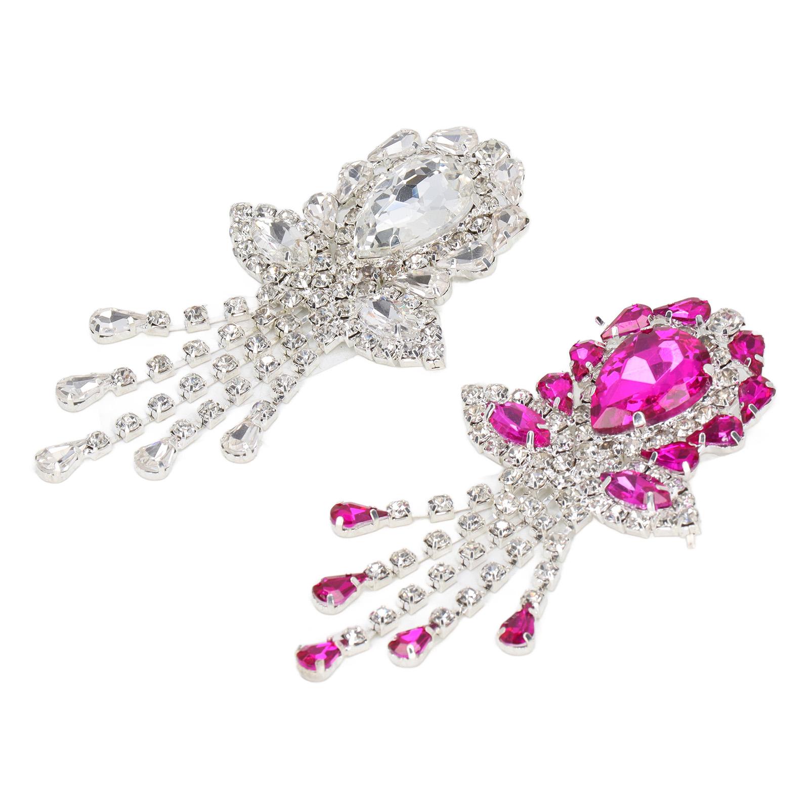 

2 Pcs Rhinestone Brooch Shiny Elegant White Rose Red Wedding Brooches with Pin for DIY Crafts Weddings Proms Parties