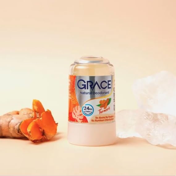 

GRACE Crystal Stone Deodorant Alum Roll-On (2 Rolls, Turmeric)