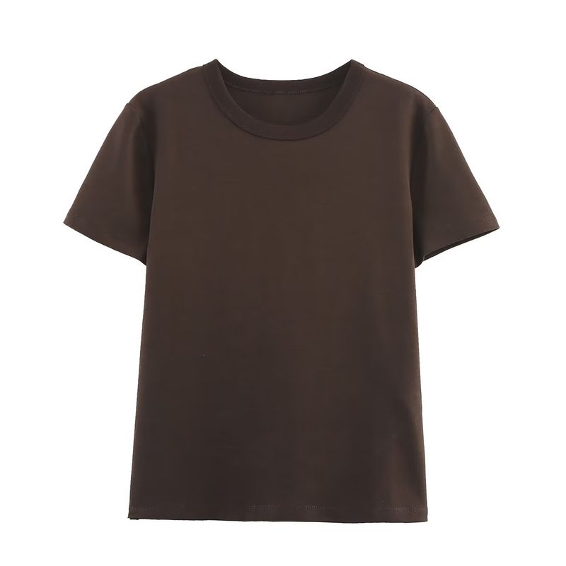 Kaslead New Arrival Women's Fashion Style Multi-Color Selection Double-Sided Cloth Silm Short Sleeve round Neck T-shirt 4174378