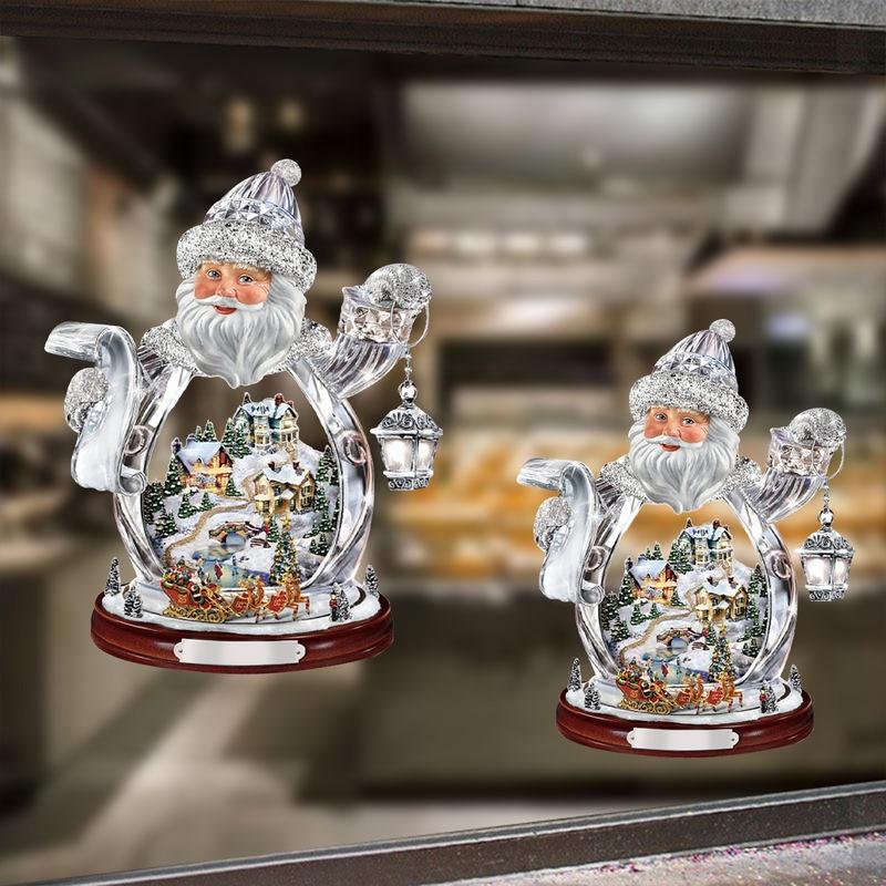 Snowman Santa Claus Wall Clings Stickers Music Box Christmas Stickers Window Glass Decor Waterproof Decals