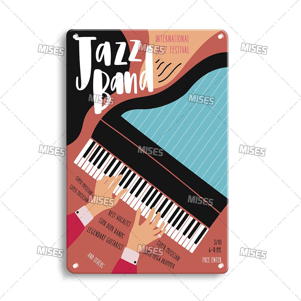 DORA Tin Sign MISES Music Metal Plate Rock Metal Plaque Vintage Metal Poster Bar Club Home Decorative Plate Musical Instrument Metal Sign