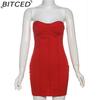 BITCED Autumn Women's Solid-Colour Slim-Fit Streetwear Off-the-Shoulder Strapless Dress