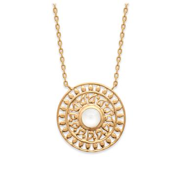 [Q6282] - Gold Plated Necklace 'Cléopatra' Golden Moonstone (sun) - 20 Mm