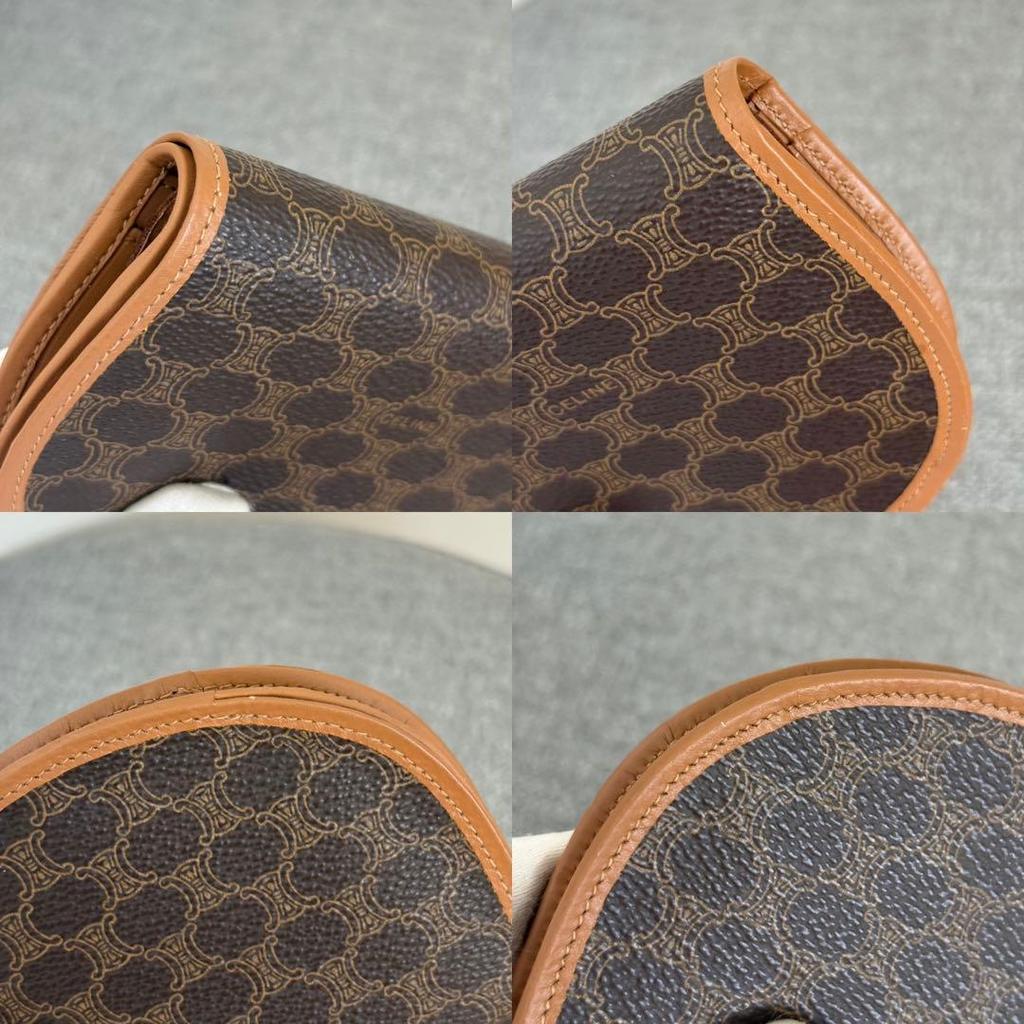 Used 【Beautiful Condition】Celine Macadam Brown-toned Bi-fold Wallet Half-moon 529