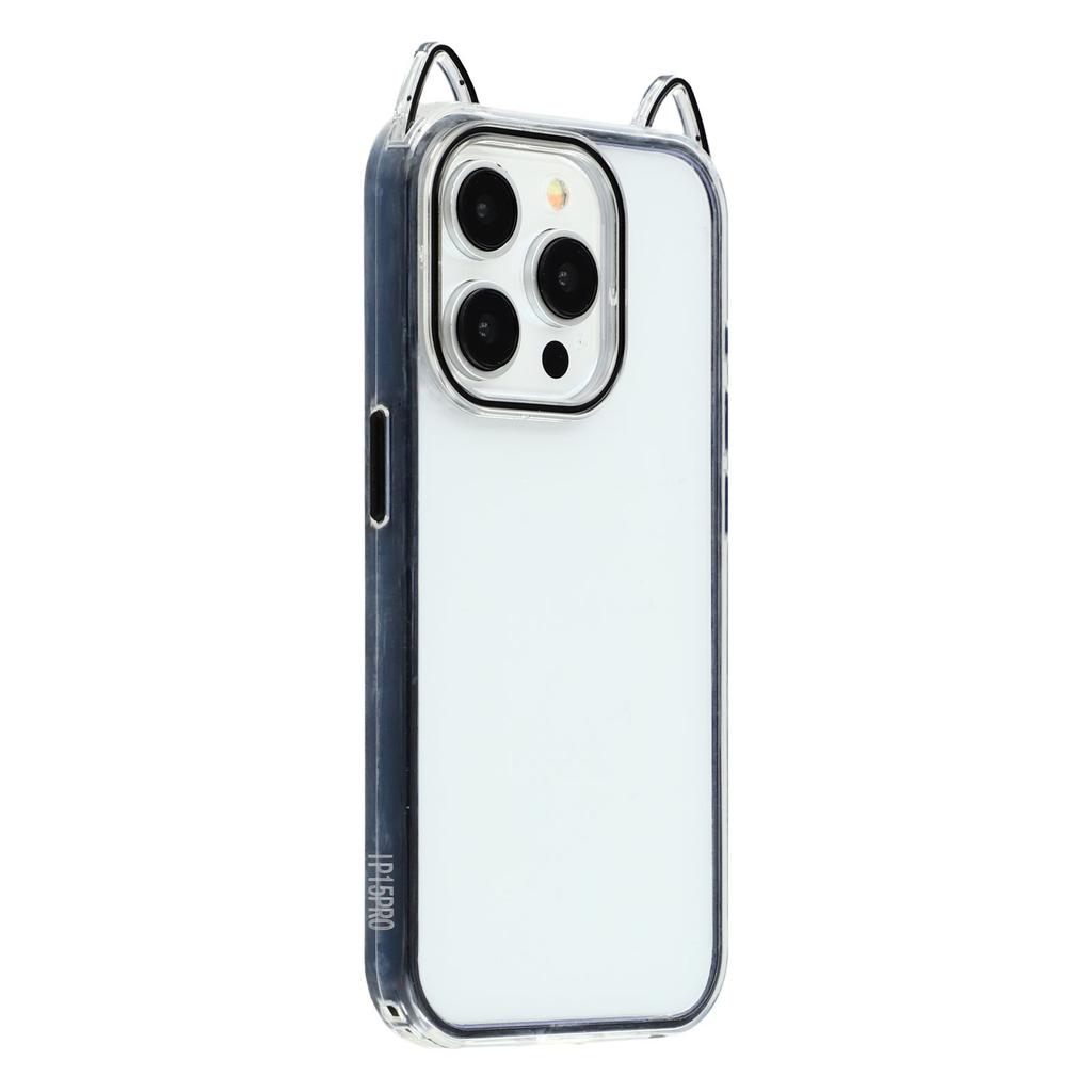 For iPhone 14 Pro Case Cat Ear Design TPU+Acrylic Clear Phone Back Cover
