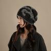 Hat Women's Autumn and Winter Warm Cold Hat Wool Knitted Thin Face Small Pile Hat Big Head Circumference Autumn