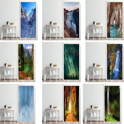 Krajina samolepky na dveře 3D odnímatelné samolepicí tapety Vinilos Para Puertas Umělecké nástěnné malby na dveře Bibliotheque Modern Home Decor