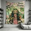 Name Custom Nezuko Wall Tapestry Aesthetic Wall Hanging Printed Fabric Blanket Decorative Tapestries for Bedroom Living Room Home Decor