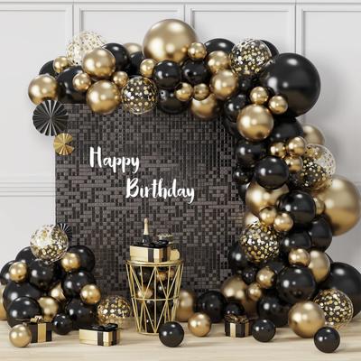Black Gold Balloon Garland Arch Kit Latex Confetti Balloon Happy 30 40 50th Years Old Birthday Party Decor Birthday