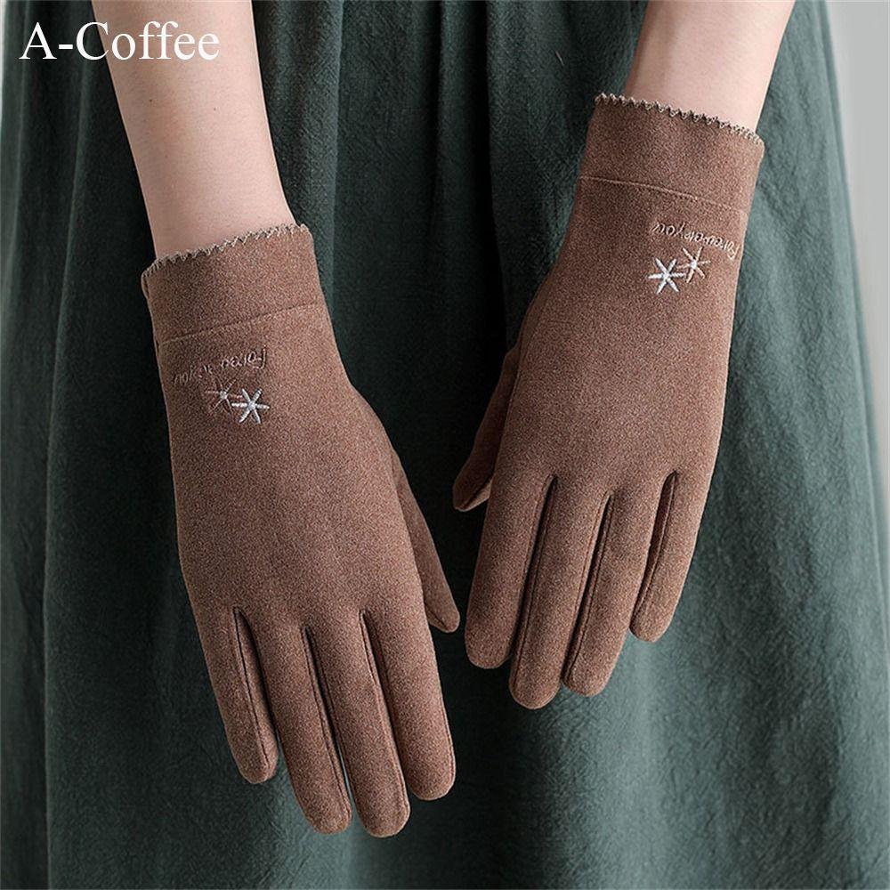 Thin Velvet Warm Gloves Touch Screen Mittens Fashion All Finger Gloves Outdoor