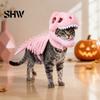 Costume Scheletro Dinosauro Tridimensionale per Animali Domestici, Abbigliamento 3D Luminescente al Buio, Cappello Morbido Peluche di Dinosauro per Cani Gatti di Halloween, Cosplay Festività