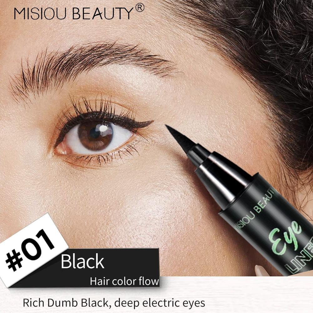 Misiou Beauty Double-ended Seal Eyeliner, Quick-drying, Waterproof, Long-lasting, Non-smudged, Ultra-fine 2-in-1 Eyeliner Liquid Pen for Open Corners